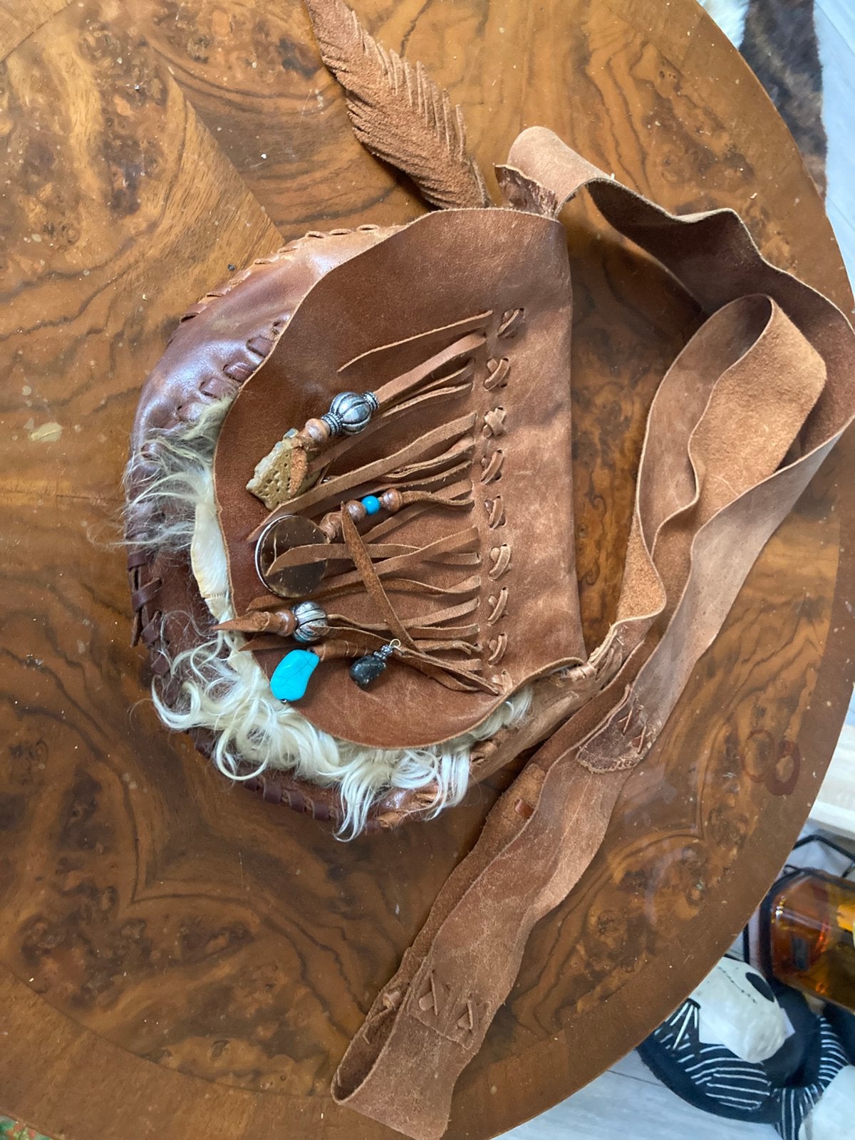 Leren boho tasje, Ophalen of Verzenden, Bruin, Schoudertasje