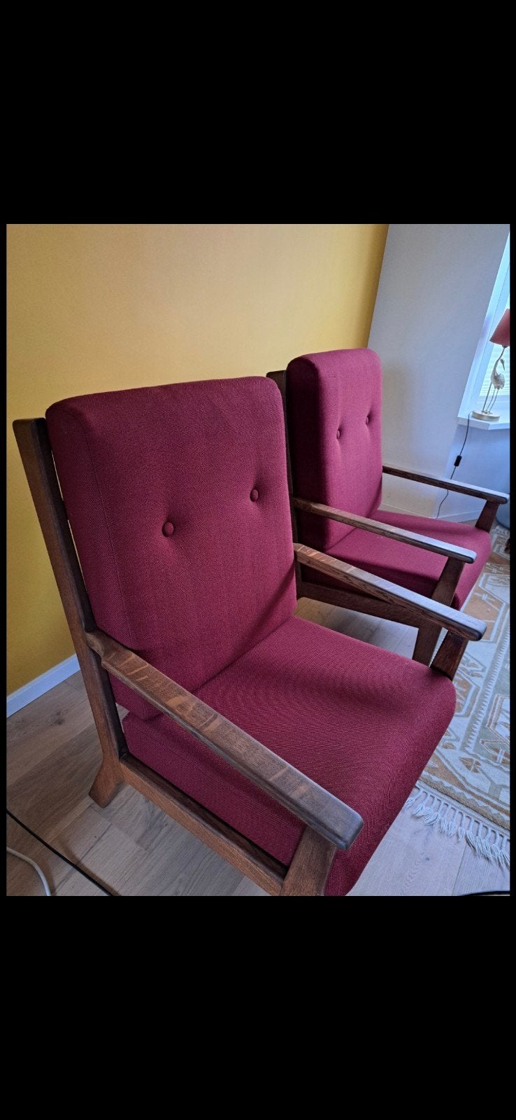 2 Eikenhouten Fauteuils stoelen Deens Design - Nieuw Gestoff, Ophalen, Deens design, Vintage, 75 tot 100 cm, Zo goed als nieuw