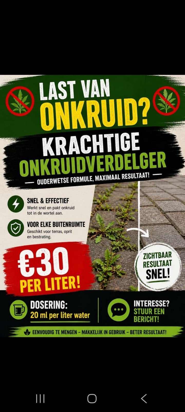 Krachtige Onkruidverdelger - Snel & Effectief, Ophalen of Verzenden, Nieuw, Onkruidbestrijding