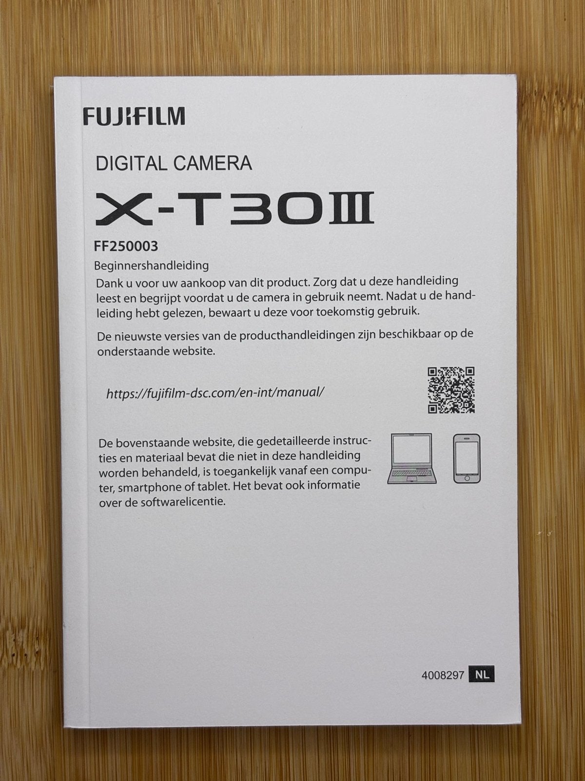 Fujifilm X-T30 III Handleiding nederlandstalig, Ophalen of Verzenden, Nieuw, Systeemcamera, Fujifilm