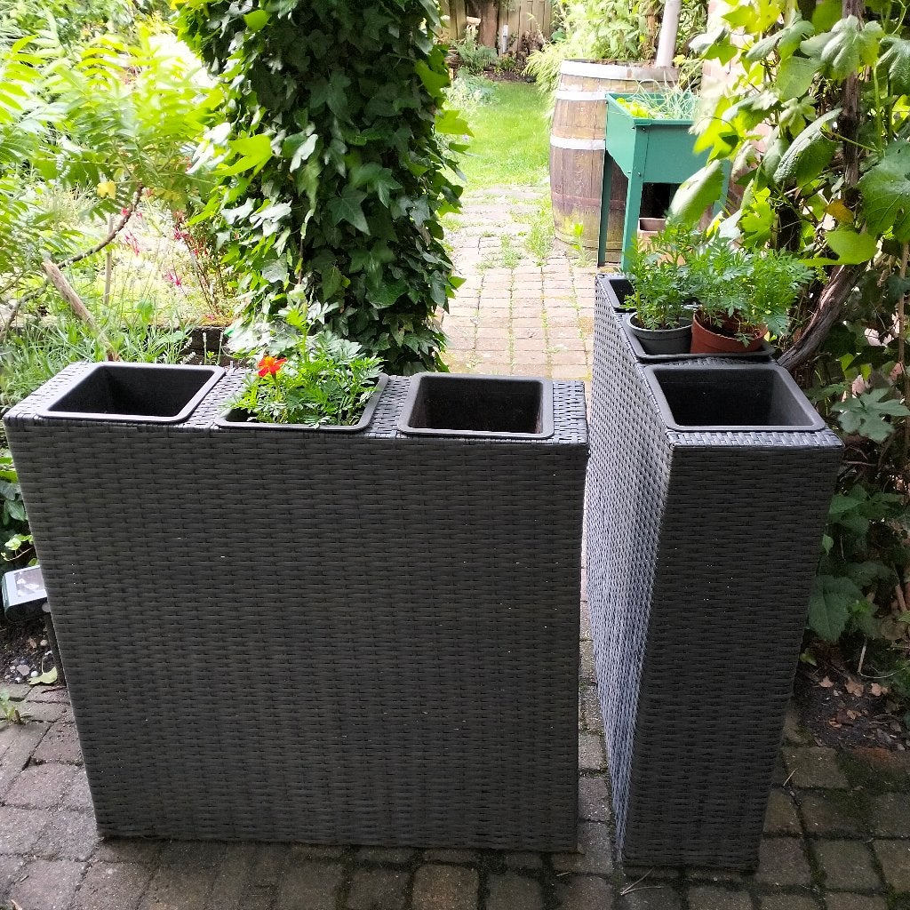 hoge plantenbakken grijs kunststof, Tuin en Terras, Bloembakken en Plantenbakken, Kunststof, Gebruikt, Ophalen of Verzenden, 60 tot 100 cm