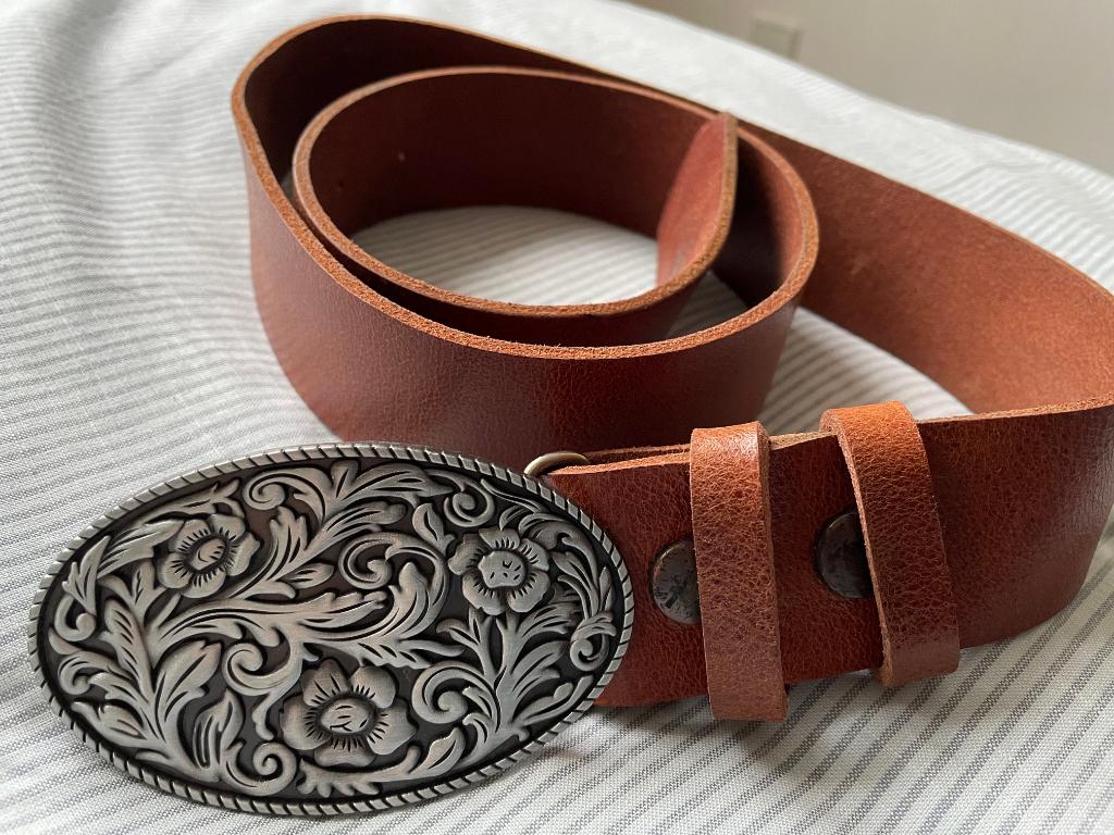 Western-stijl riem met metalen belt-buckle, Kleding | Heren, Riemen en Ceinturen, Ophalen of Verzenden, Zo goed als nieuw, Bruin