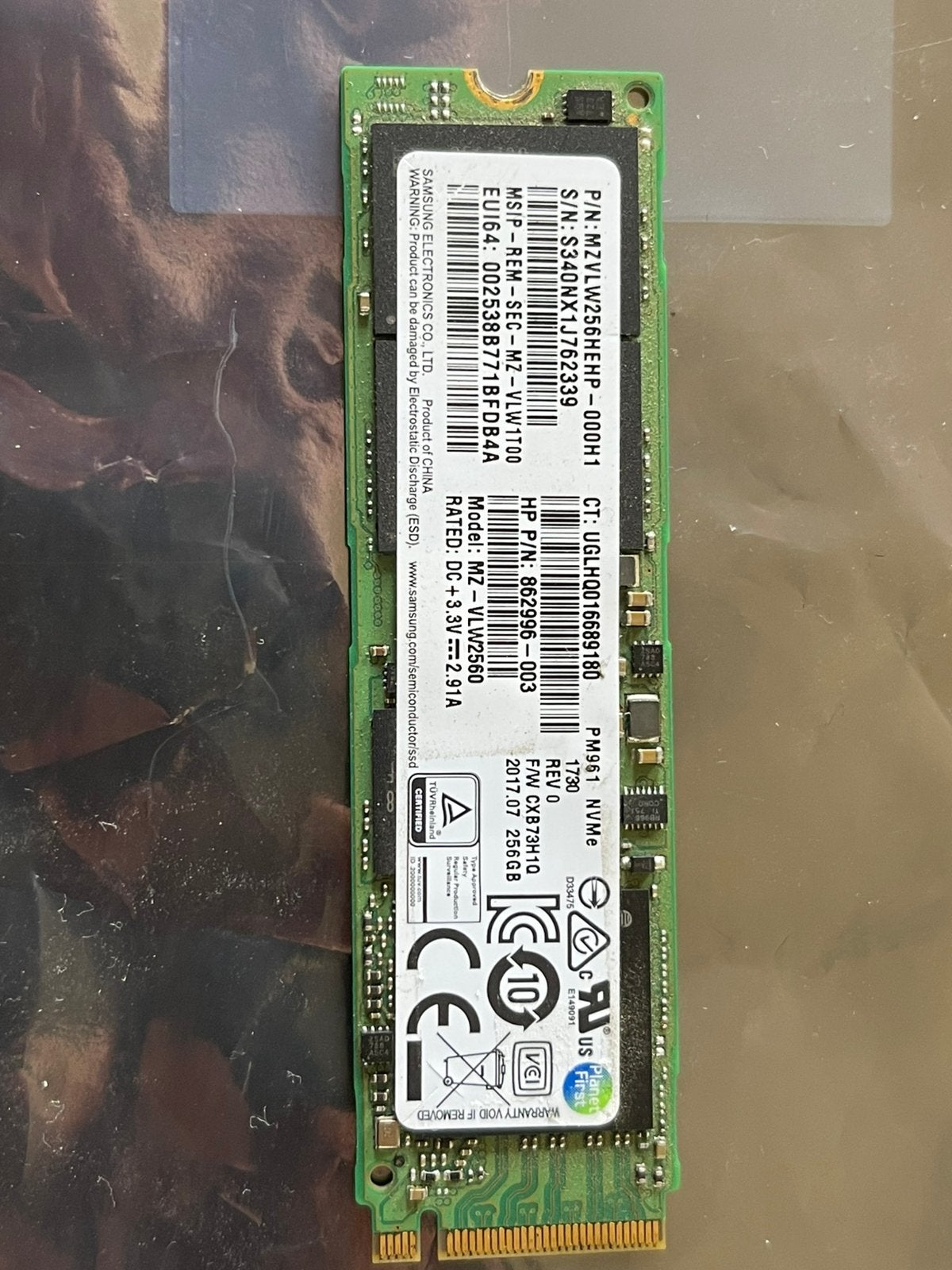 Samsung PM961 256GB NVMe M.2 SSD (35), Computers en Software, Intern, Ophalen of Verzenden, Zo goed als nieuw, Laptop