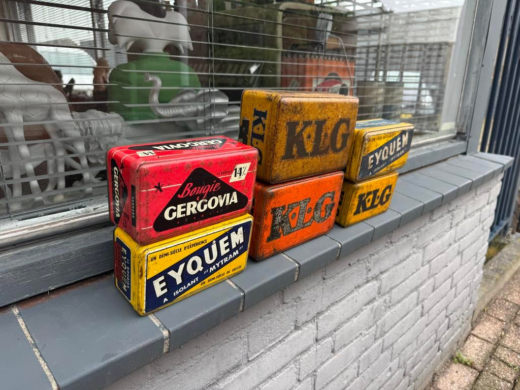 Vintage bougie blikken: KLg, Eyquem, Gergovia, Ophalen of Verzenden