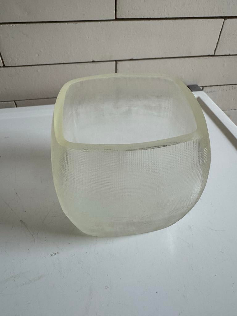 Guaxs theelicht/vaasje van geribbeld glas, Gebruikt, Overige kleuren, Ophalen of Verzenden, Glas