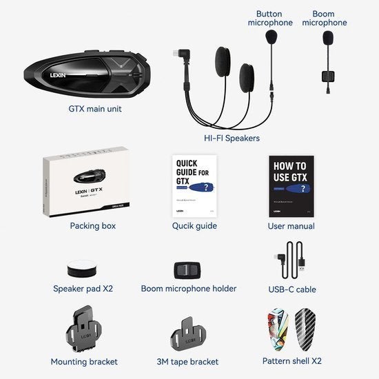 Lexin - Motorfiets Intercom - Headsets - Handsfree - Communi, Corvance B.V., Verzenden, Nieuw, Corvancebol@gmail.com