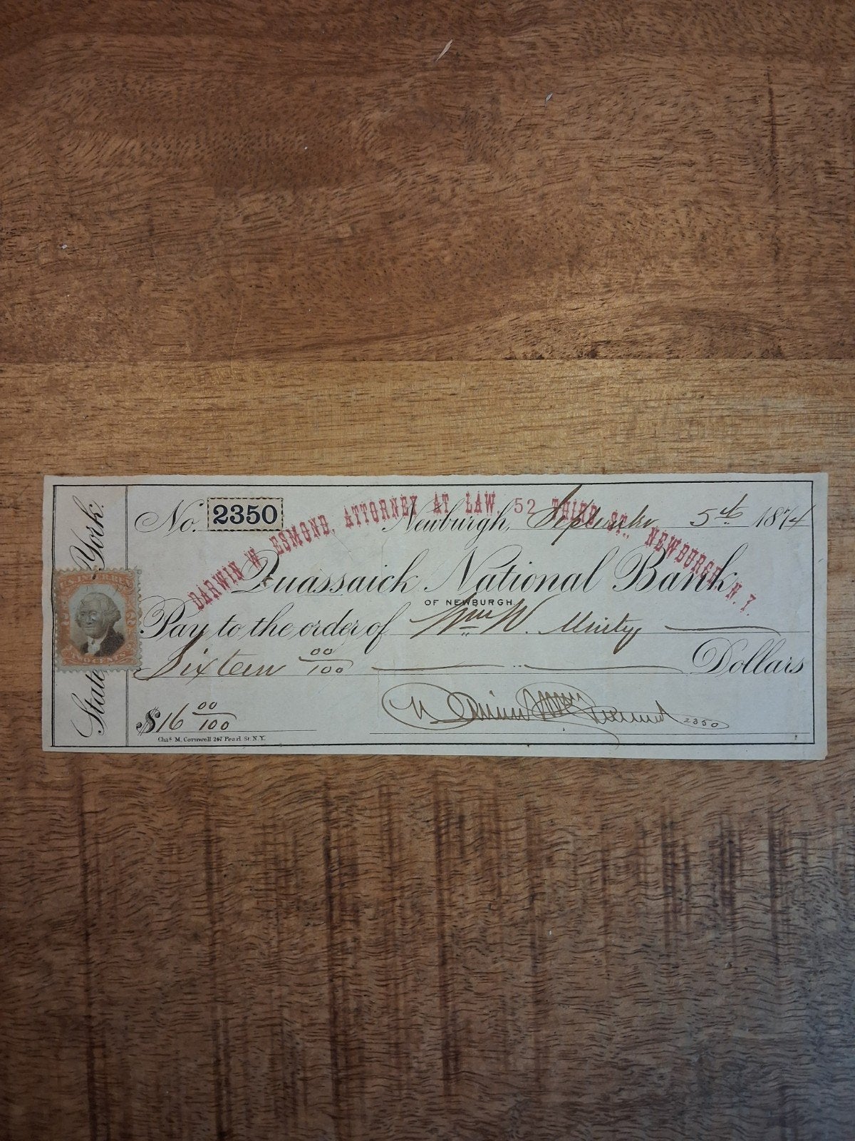 Oude Amerikaanse cheque, Postzegels en Munten, Aandelen en Waardepapieren, Ophalen, Voor 1920, Overige typen