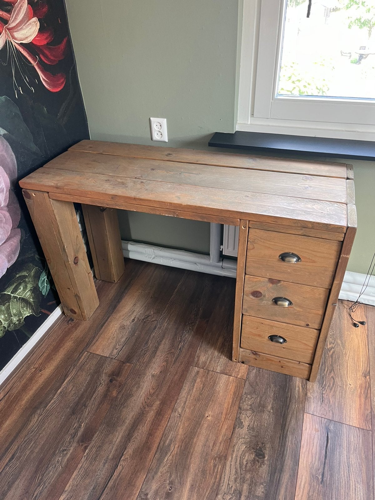 Steigerhouten bureau, Ophalen, Gebruikt, 120 cm, Hout