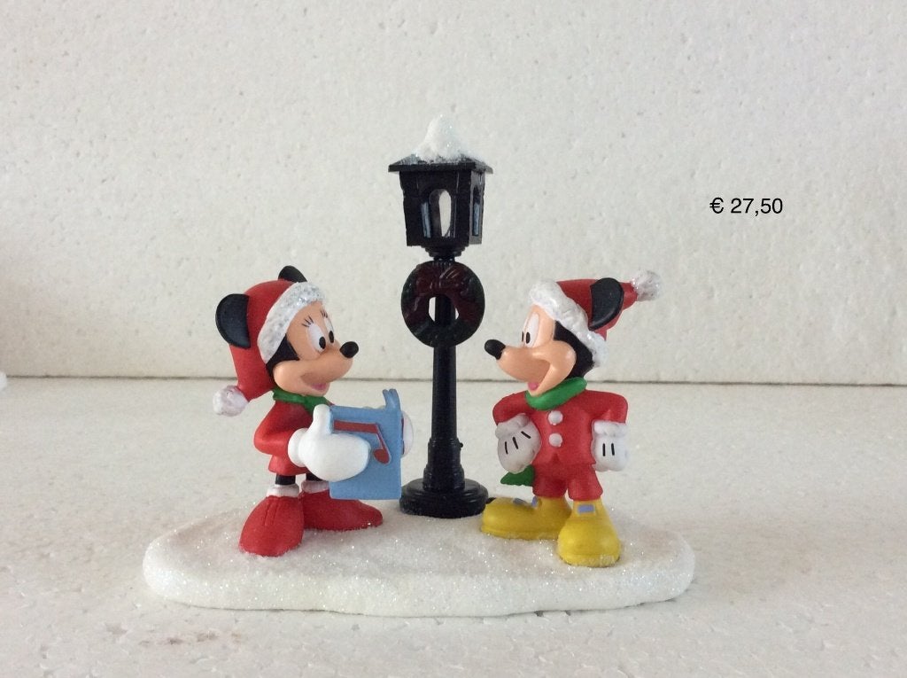 Disney Mickey mouse en Minnie - beeldje - kerstdorp, Verzamelen, Disney, Ophalen of Verzenden, Mickey Mouse, Zo goed als nieuw