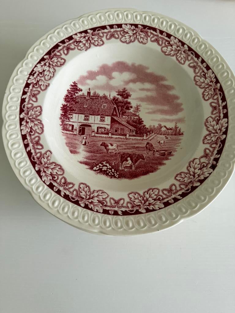 Boerenhoeve rood soepborden, Antiek en Kunst, Ophalen of Verzenden