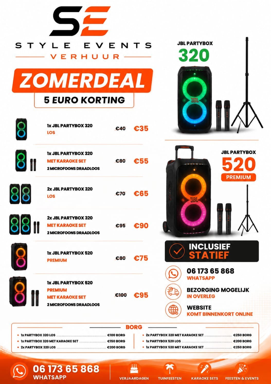 JBL PartyBox Verhuur | Zomer Deal €5 Korting, Ophalen of Verzenden, Nieuw, Overige