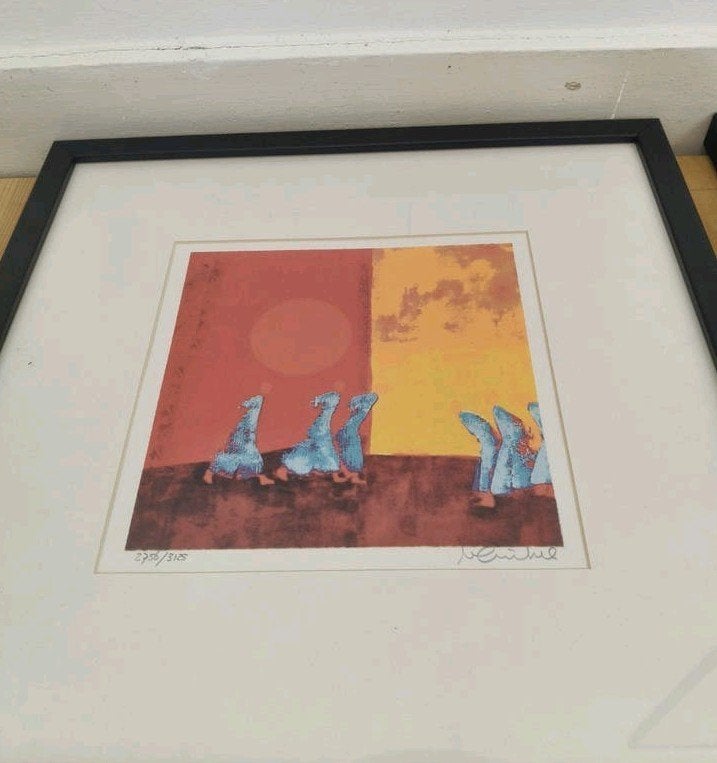 Set van 2 Zeefdrukken Marjolijn van Ginkel, Gesigneerd, Antiek en Kunst, Ophalen, Ingelijst, 1950 - 1999, Landschap