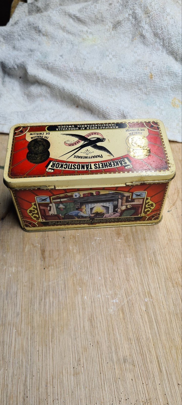 Vintage blikken doosje 'Säkerhets Tändstickor' Zwaluw, Verzamelen, Ophalen