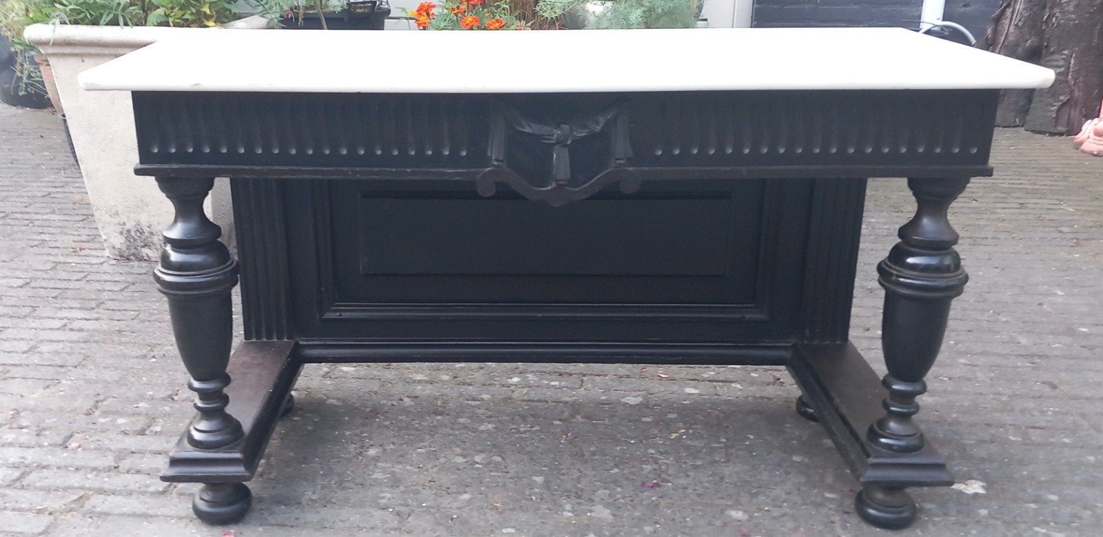 Antieke 19e-eeuwse sidetable met marmeren blad, Antiek en Kunst, Ophalen