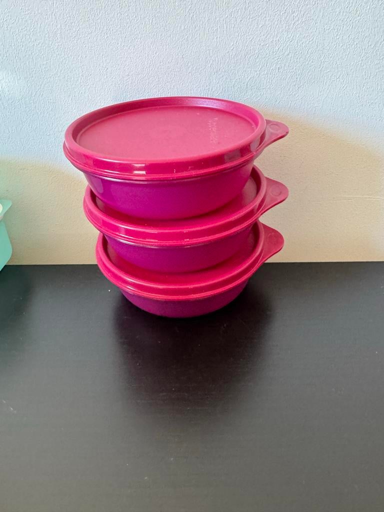 Nieuwe Tupperware ruimteschaaltjes 300 ml (set van 3), Ophalen of Verzenden, Nieuw, Paars, Bak of Kom