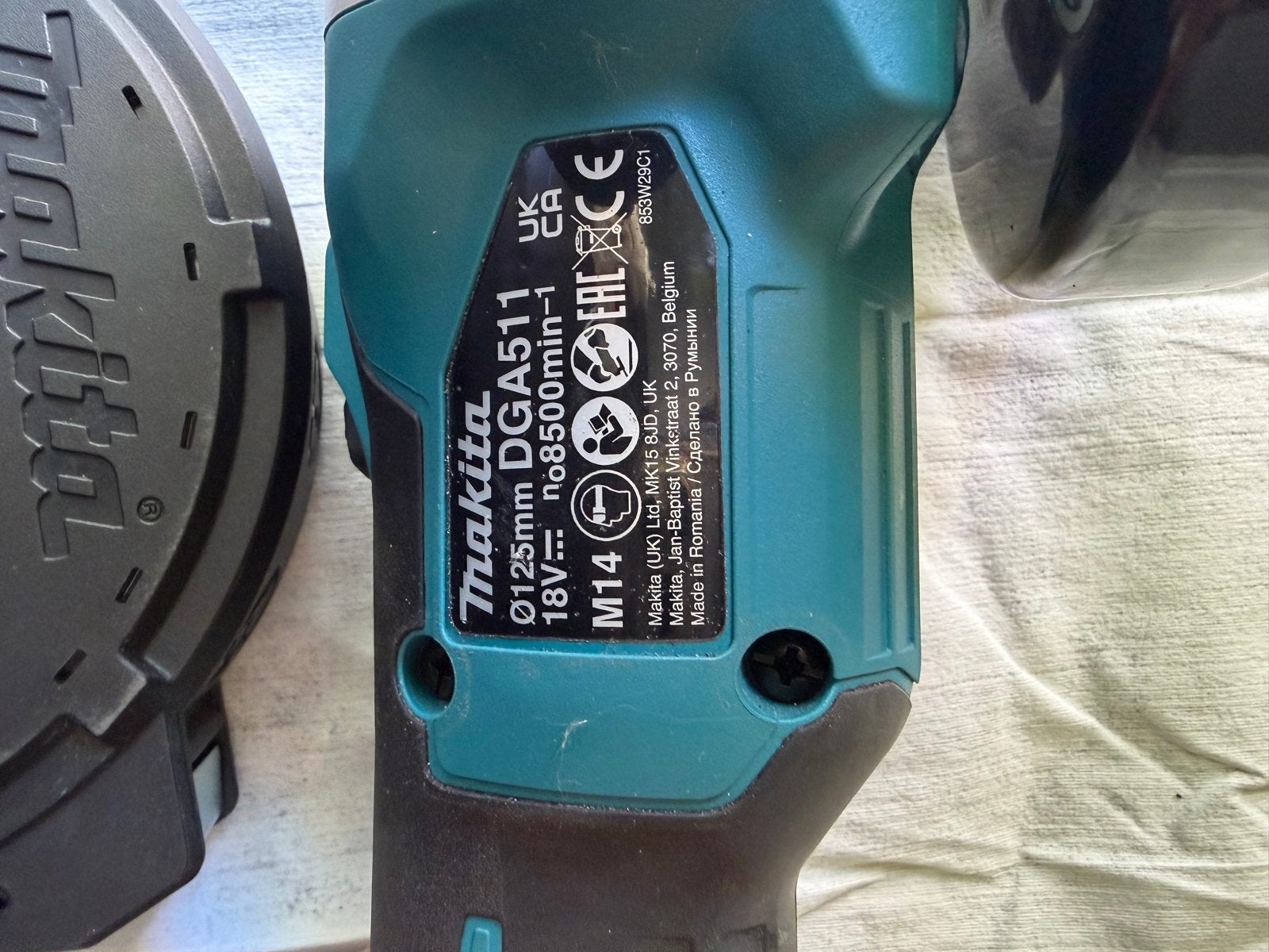 Makita DGA511 Haakse Slijper 18V 125mm, Ophalen of Verzenden, Zo goed als nieuw, Haakse slijper, Makita