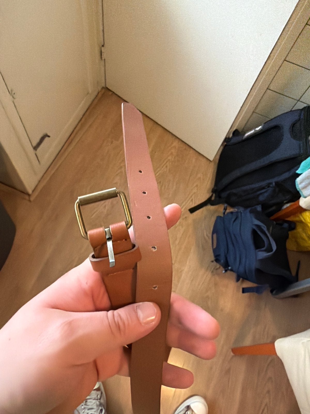 Bruine leren damesriem met koper/brons kleurige gesp, Kleding | Dames, Ophalen, Nieuw, Heupriem, 3 tot 5 cm