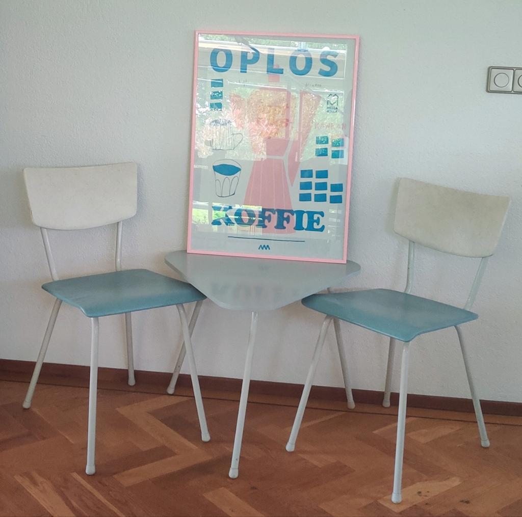 Mooie set tafel en stoelen sixties, Ophalen, 50 tot 100 cm, Jaren zestig, sixties, 50 tot 100 cm