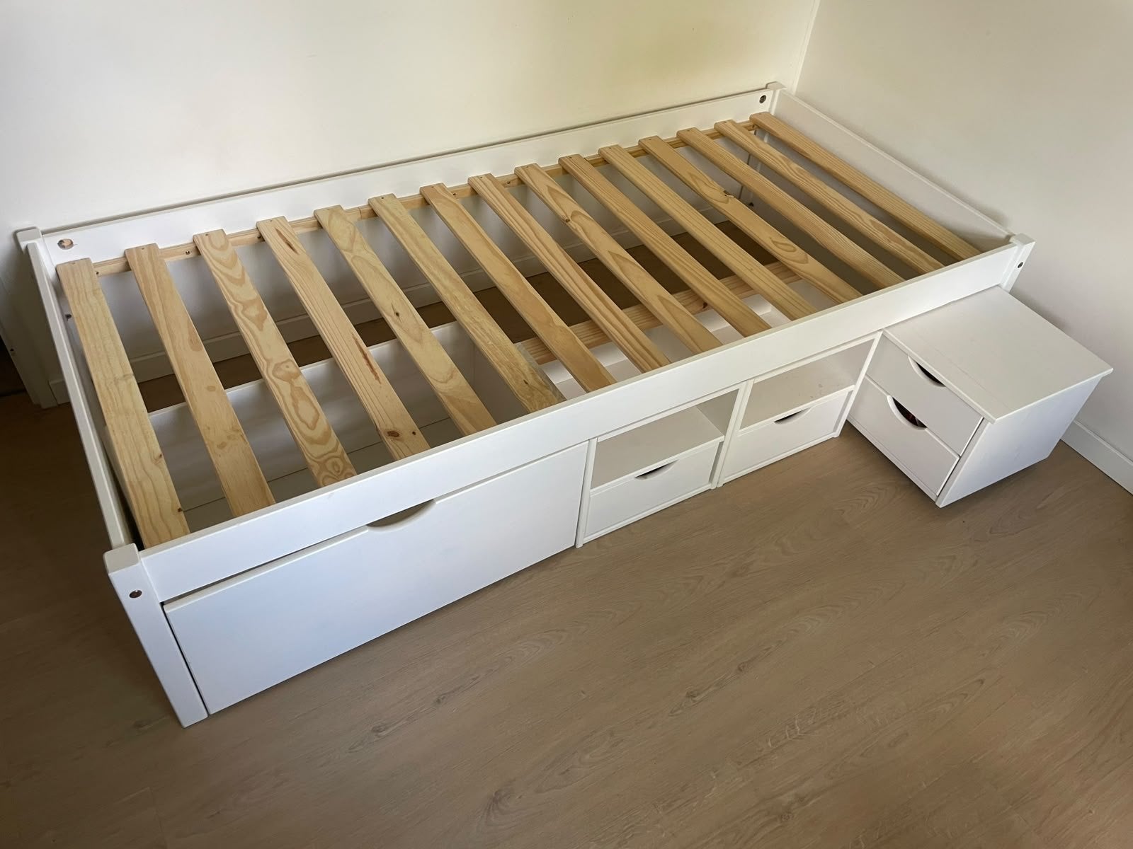 bedframe met opberglades en lattenbodem, Ophalen, 85 tot 100 cm, Gebruikt, Lattenbodem