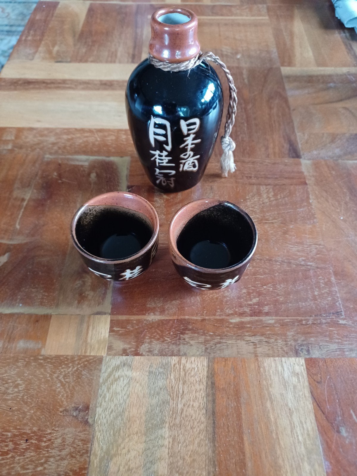 Vintage Japanse Sake Set - Fles en 2 Kopjes, Verzenden