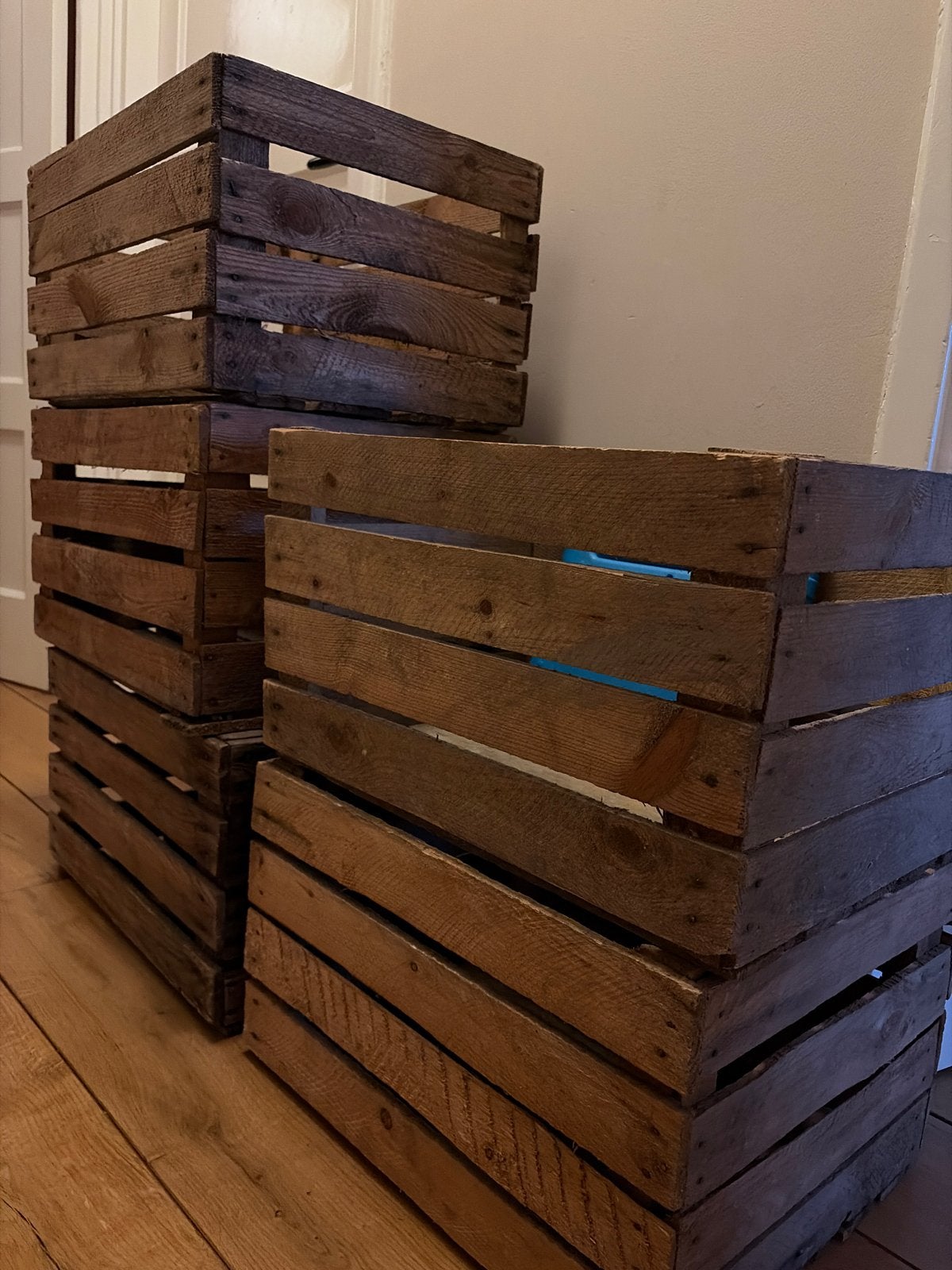 Set van 5 houten kratten - decoratief en praktisch, Ophalen, Gebruikt, 40 tot 60 cm, 50 tot 75 cm
