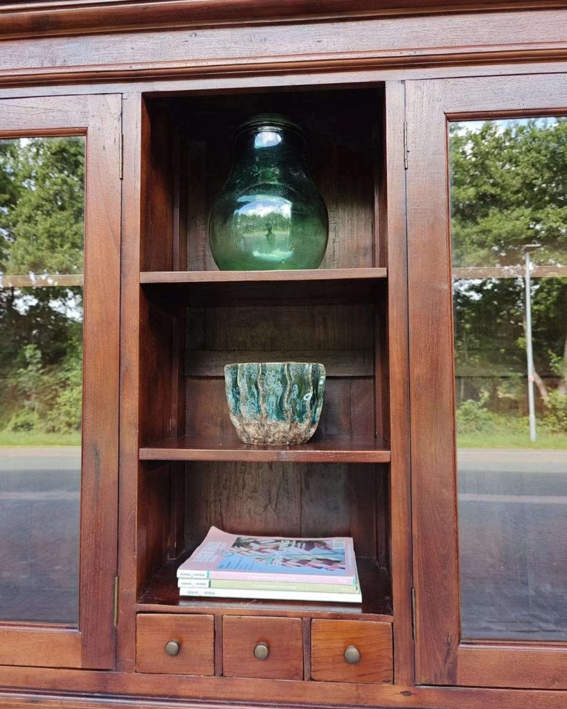 Grote antieke apothekerskast " Rond glas "  #9471, Antiek en Kunst, Antiek | Meubels | Kasten, Ophalen of Verzenden
