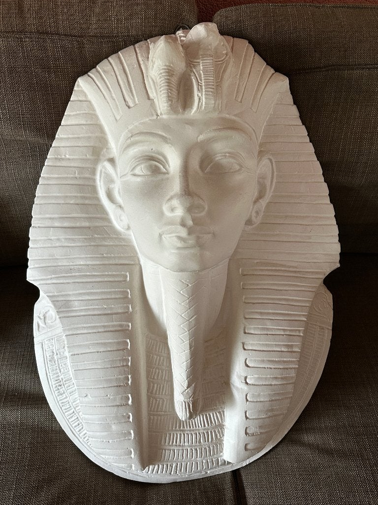 Grote gipsen wanddecoratie Toetanchamon – Egyptisch masker, Wit, Wanddecoratie, Afrika, 70 cm