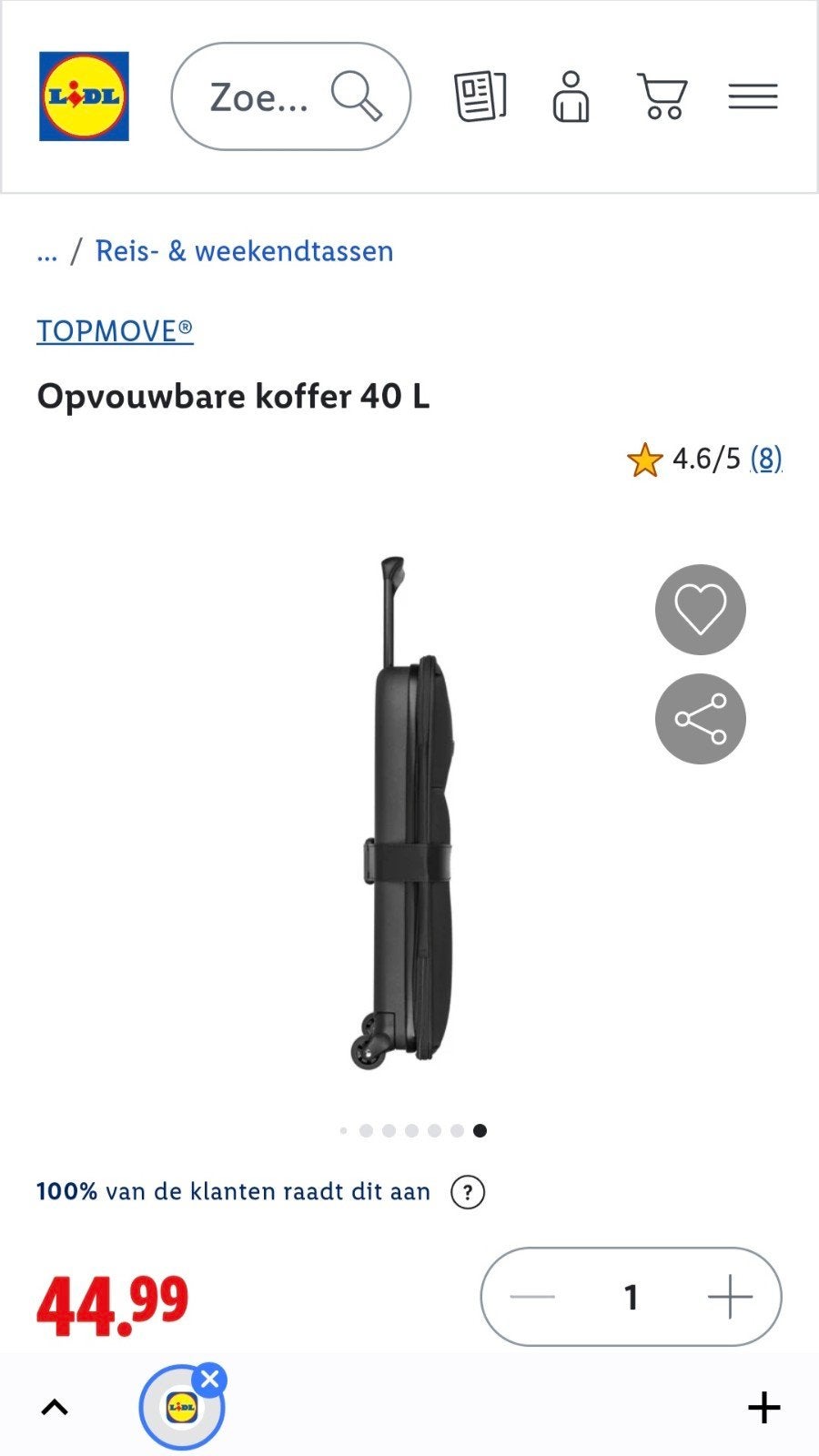 koffer opvouwbare koffer trolley, Ophalen, Zo goed als nieuw, Zacht kunststof, Uitschuifbare handgreep