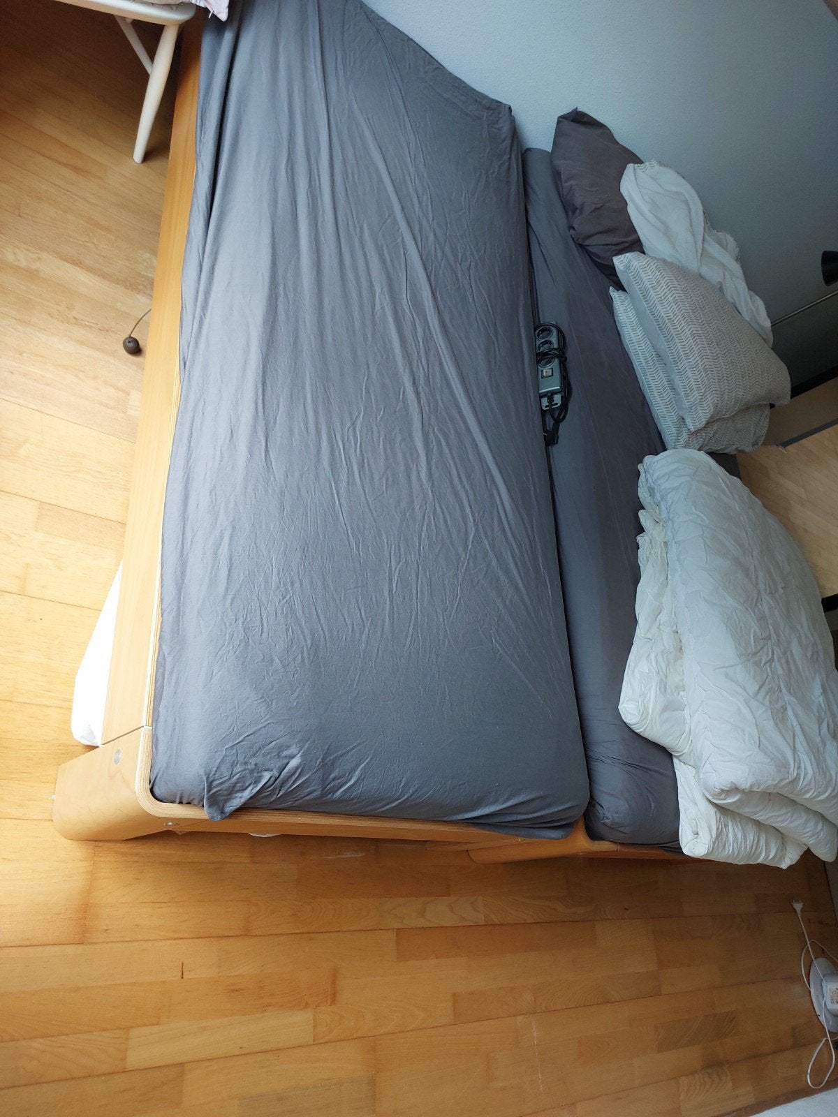 Auping ombouw en spiraal, 200x90, 2 stuks, Huis en Inrichting, Slaapkamer | Slaapbanken, Gebruikt, 90 cm, Eenpersoons, Bruin