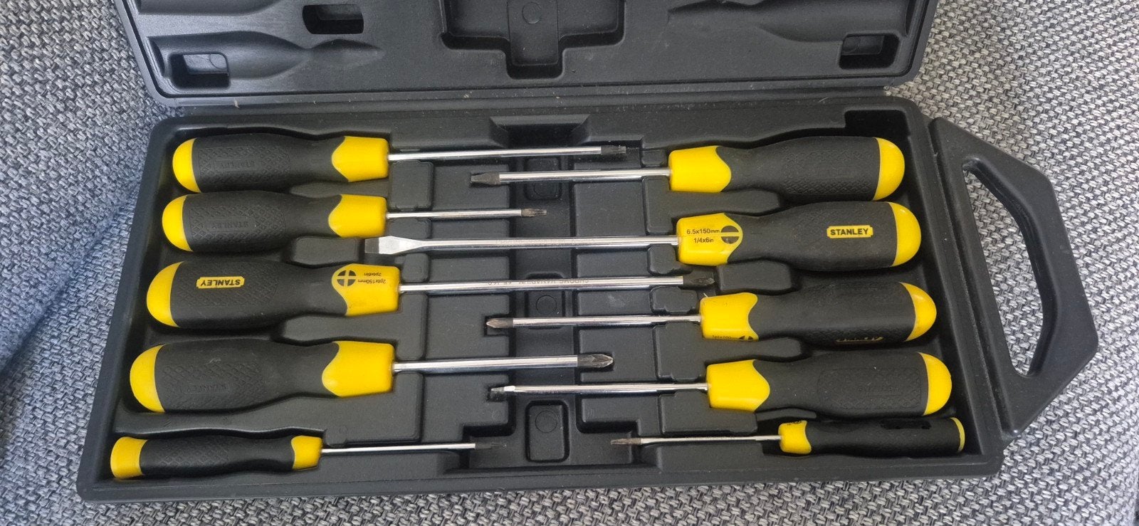 Stanley 10-delige schroevendraaierset met Cushion Grip, Ophalen, Zo goed als nieuw, Schroevendraaier, Stanley
