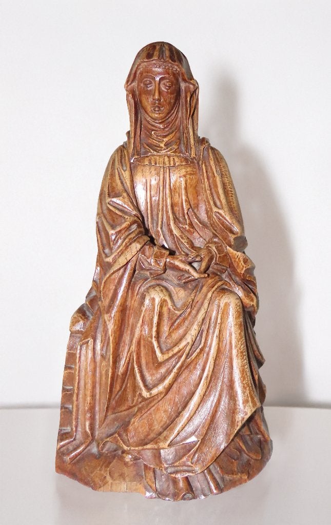 Antiek eiken houten beeld Mater Dolorosa, Antiek en Kunst, Houtsnijwerk, Ophalen of Verzenden, 20 - 50 cm, Hout