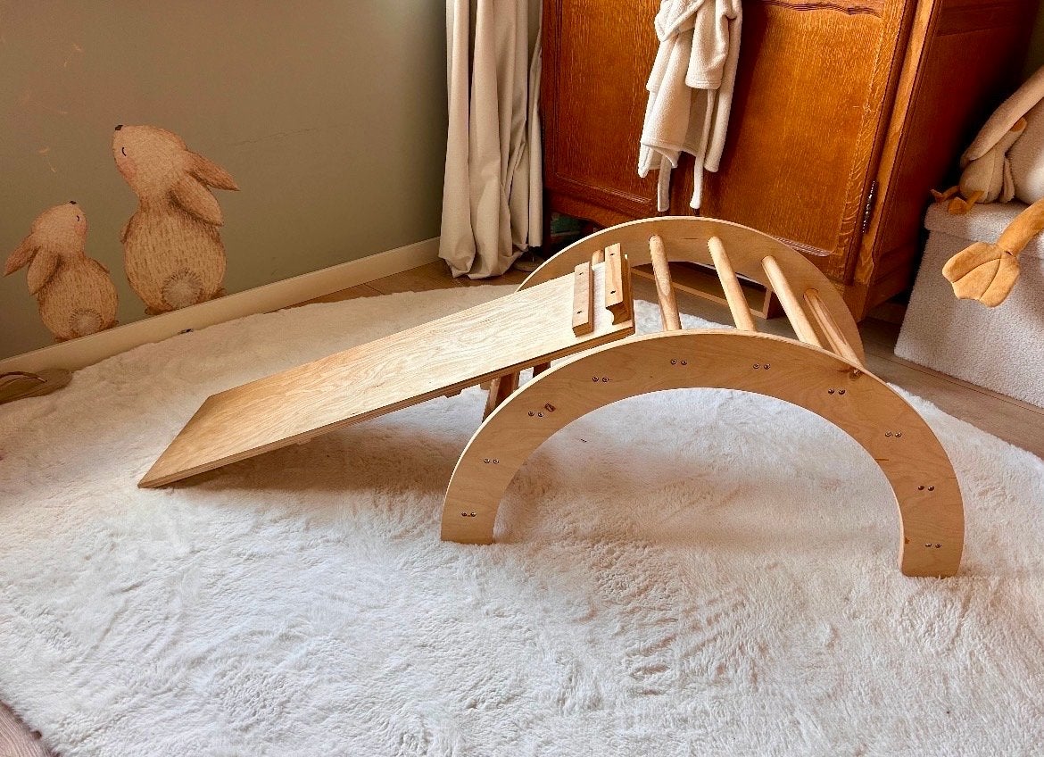 Houten klimrek met glijbaan voor kinderen, Ophalen, Gebruikt, Glijbaan