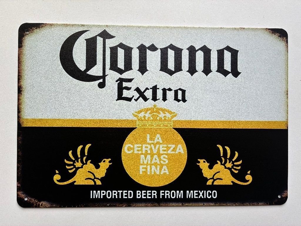 corona Metalen wandbord 20 x 30 cm - Mancave - Vintage - nr2, Verzamelen, Ophalen of Verzenden, Nieuw, Reclamebord, Plaat of Schild