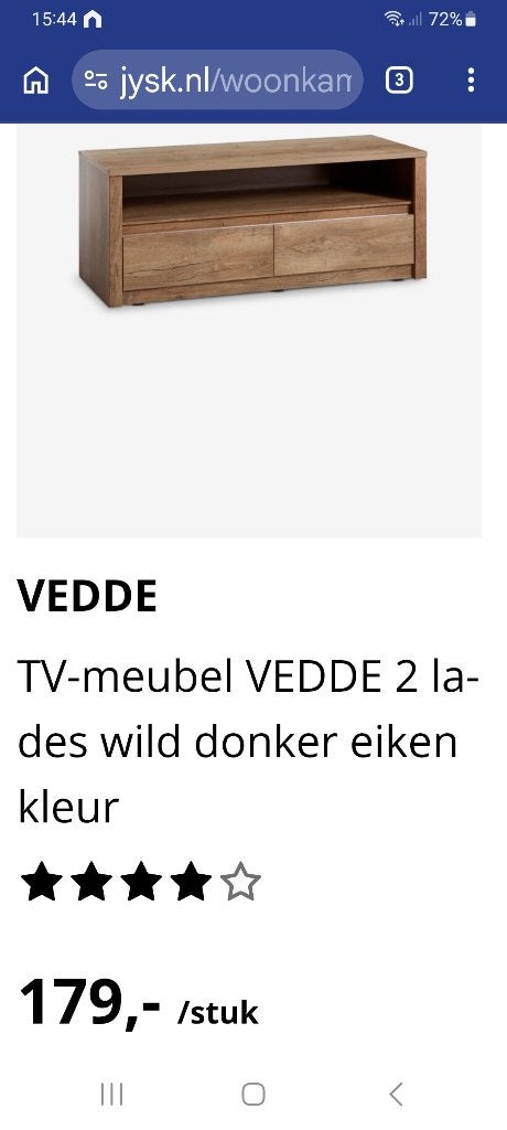 Tv meubel, donker eiken, Huis en Inrichting, Kasten | Televisiemeubels, Ophalen, 100 tot 150 cm, Zo goed als nieuw, Minder dan 100 cm