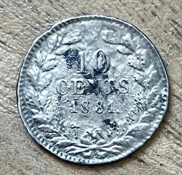 10 cent 1881 Willem III, Postzegels en Munten, Munten | Nederland, Ophalen, Koning Willem III, Zilver, 10 cent