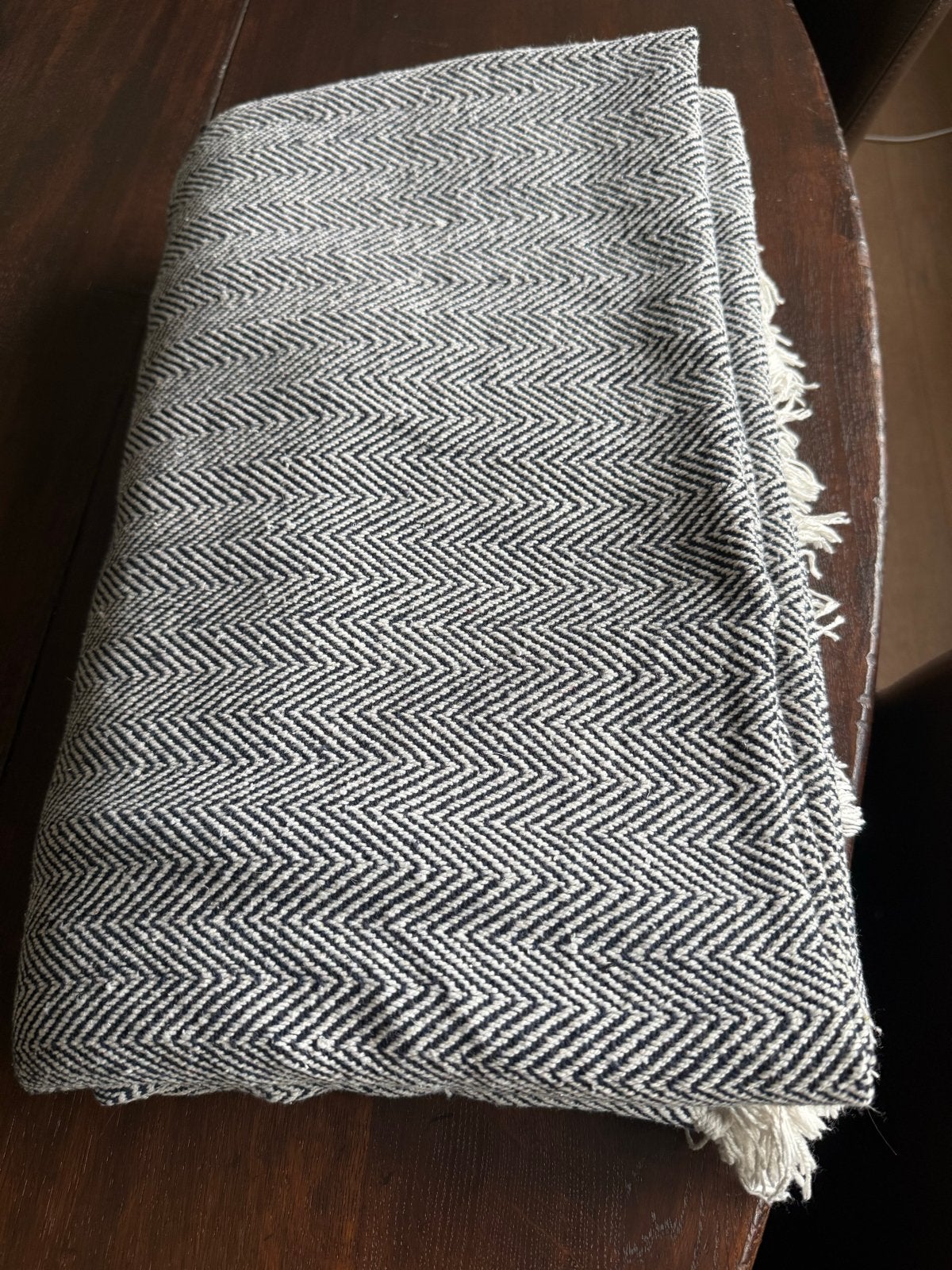Sprei/Plaid Zwart-Wit Visgraatpatroon 250x200 cm, Huis en Inrichting, Katoen, Ophalen of Verzenden, Zo goed als nieuw, Meerkleurig