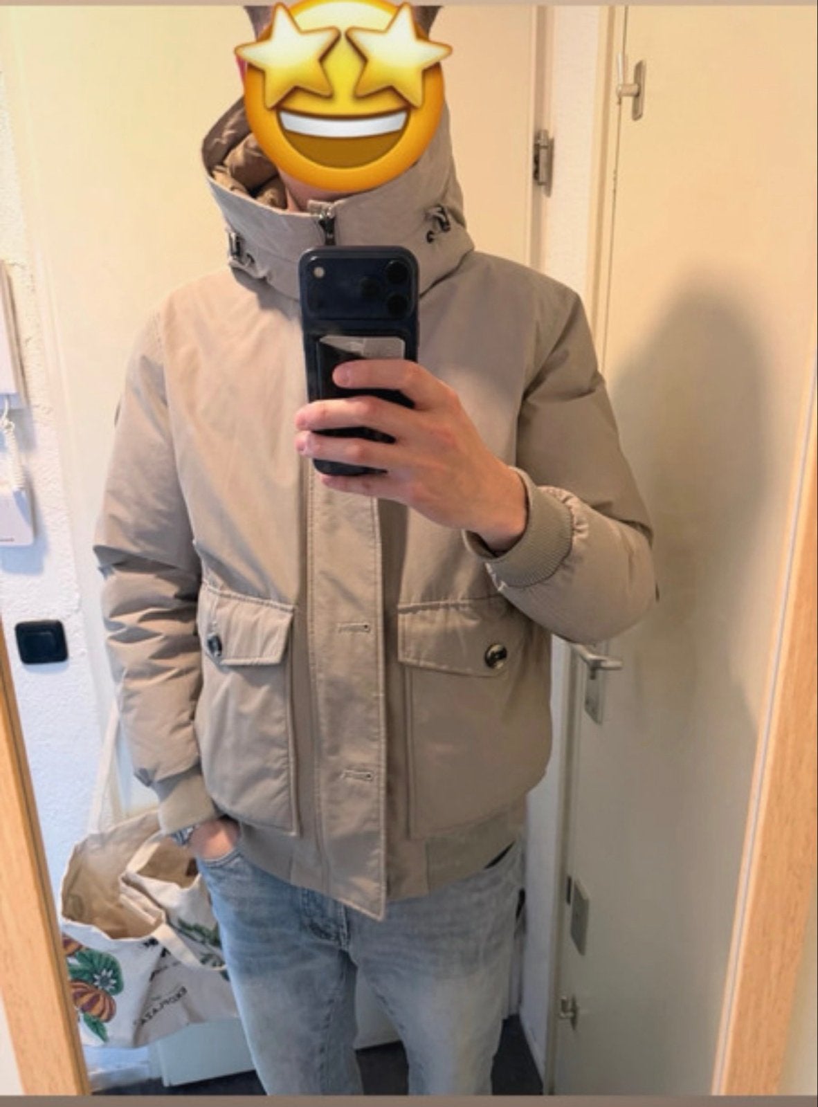 Airforce jas, Kleding | Heren, Ophalen of Verzenden, Zo goed als nieuw, Maat 52/54 (L), Beige