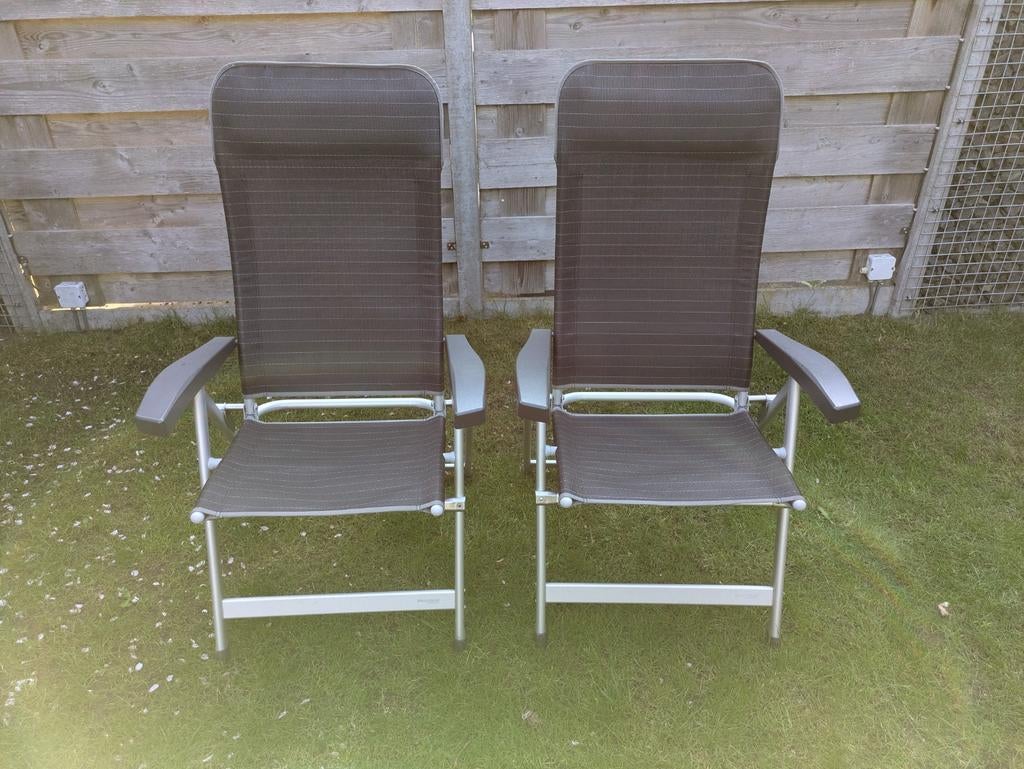 2 verstelbare tuinstoelen Westfield Outdoor - grijs/zwart, Ophalen, Zo goed als nieuw, Campingstoel