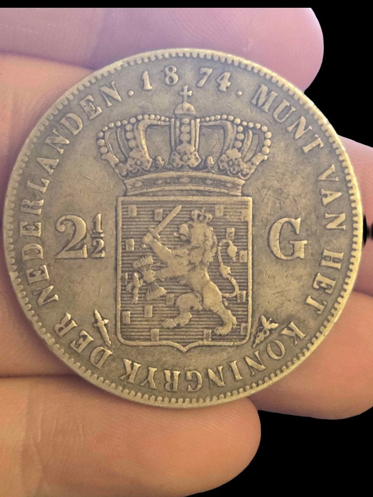 Rijksdaalder / 2,5 Gulden 1874  Willem 3, Koning Willem III, Zilver, Ophalen of Verzenden, Losse munt