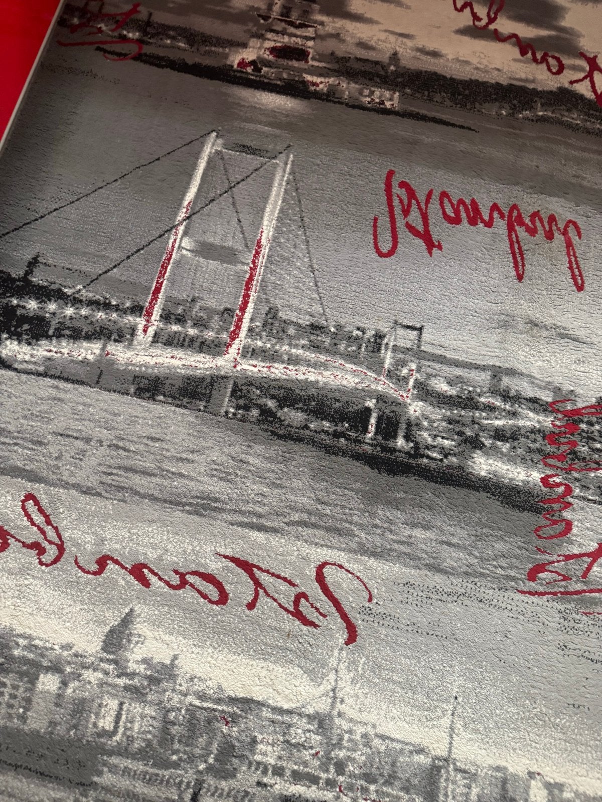 Modern tapijt met Istanbul-brug en skyline, Ophalen, 100 tot 150 cm, Zo goed als nieuw, 150 tot 200 cm