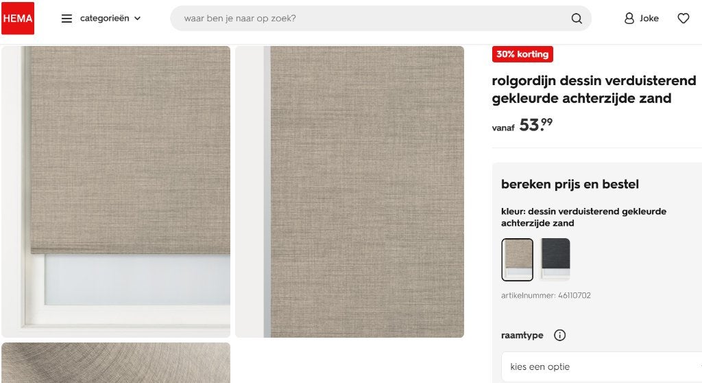 nieuw rolgordijn Hema zandkleur 106 x 132 cm, Rolgordijn, Verduisterend, Nieuw, Ophalen of Verzenden