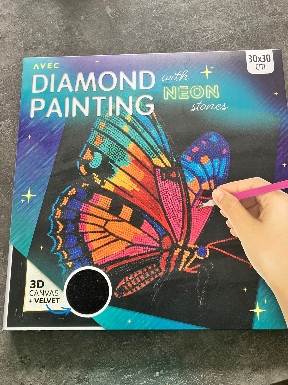 Diamond Painting set - Neon Vlinder 30x30 cm, Nieuw, Meerkleurig, Ophalen of Verzenden, Diamond painting