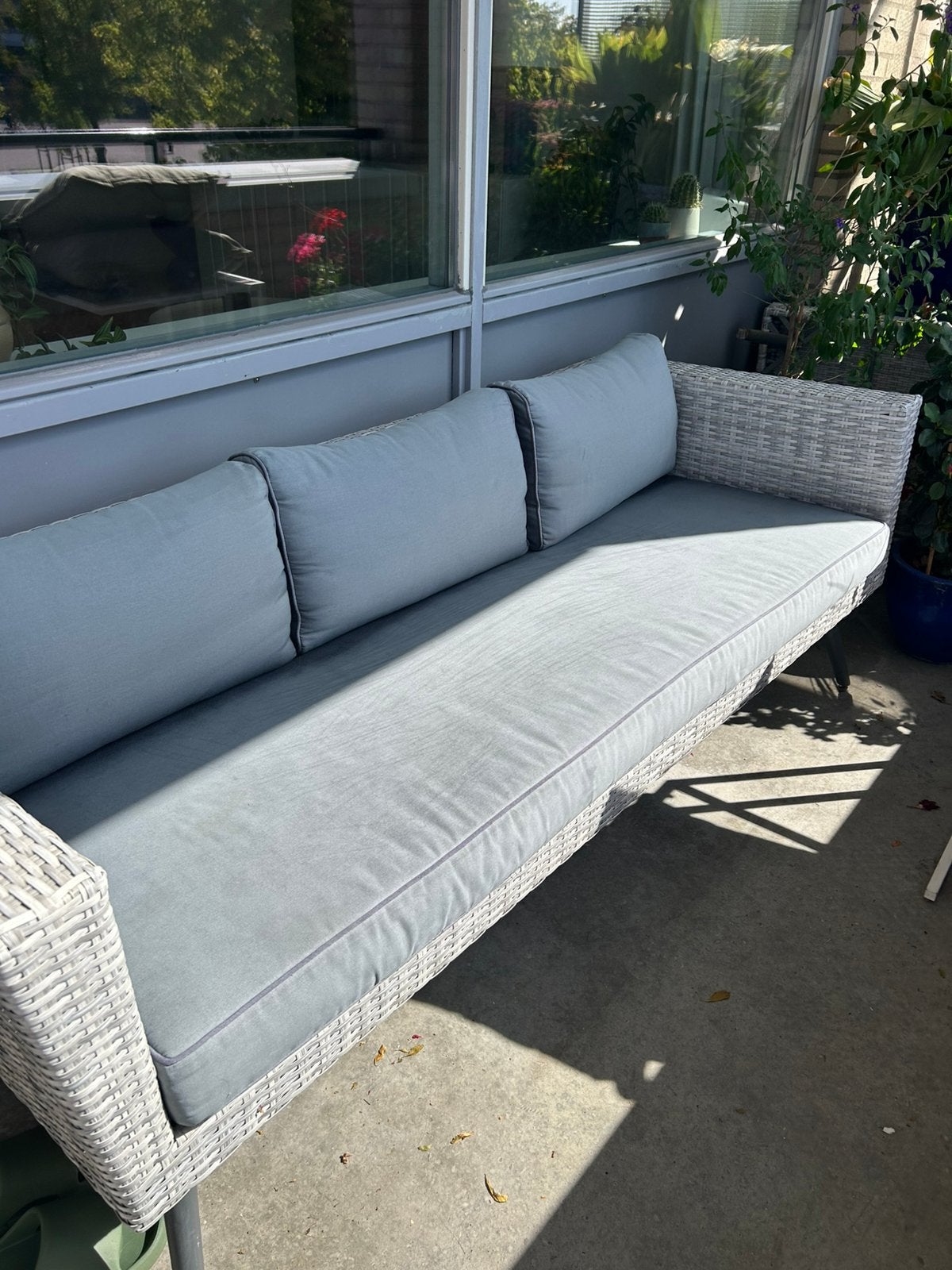 Tuinbank met hocker, Ophalen, Gebruikt, Kunststof, Tuinset