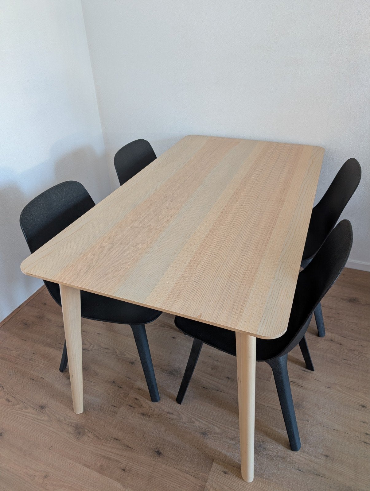 IKEA Eettafel LISABO met 4 stoelen ODGER, Ophalen, Gebruikt, 100 tot 150 cm, 50 tot 100 cm