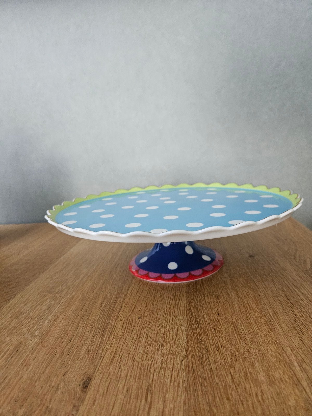 Oilily Taartplateau - Blauw met Witte Stippen, Gebruikt, Overige merken, Keramiek, Overige typen