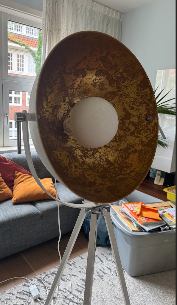 Designer Tripod Floor Lamp White/Gold – 165 cm, Ophalen, Gebruikt, Metaal, 150 tot 200 cm