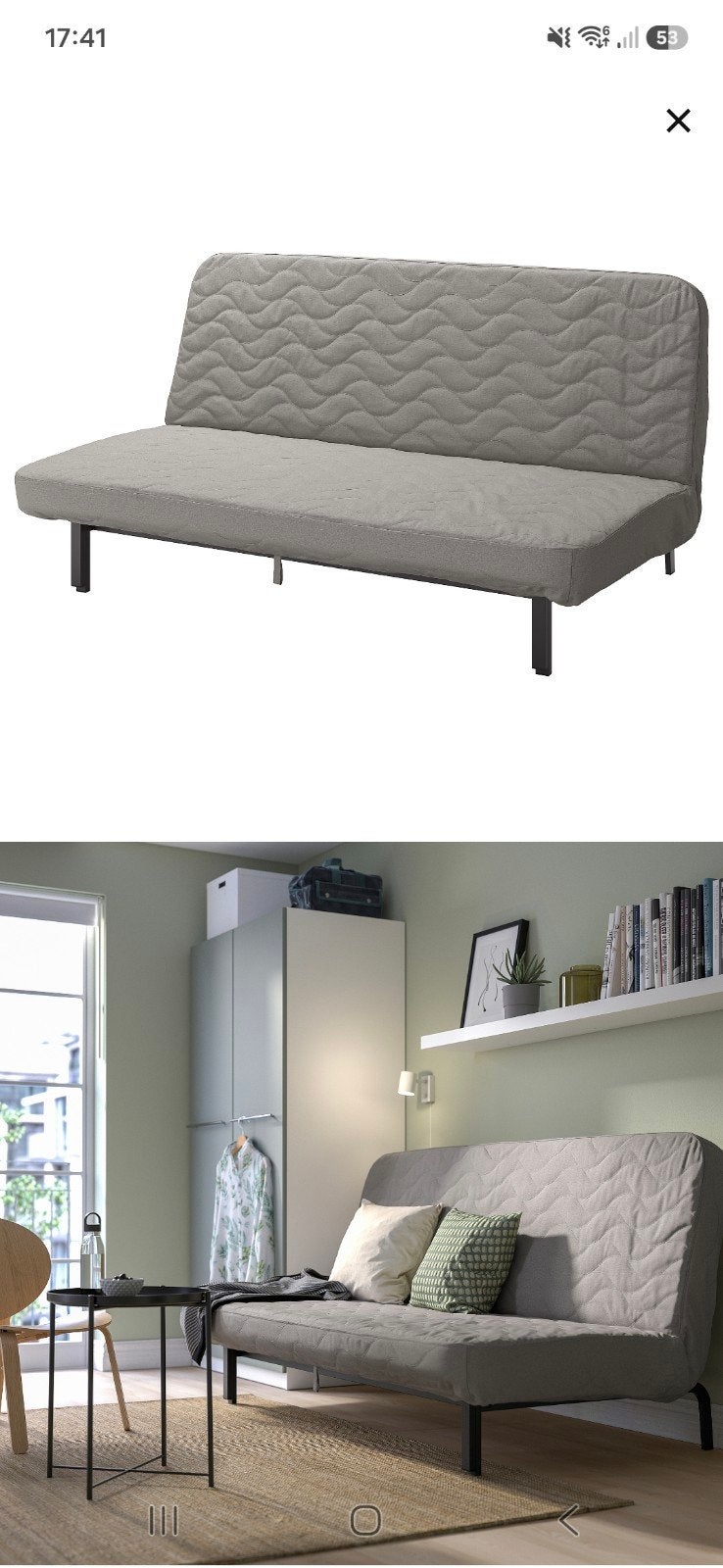 Nyhamn slaapbank Ikea, Ophalen, Zwart, Tweepersoons, 140 cm