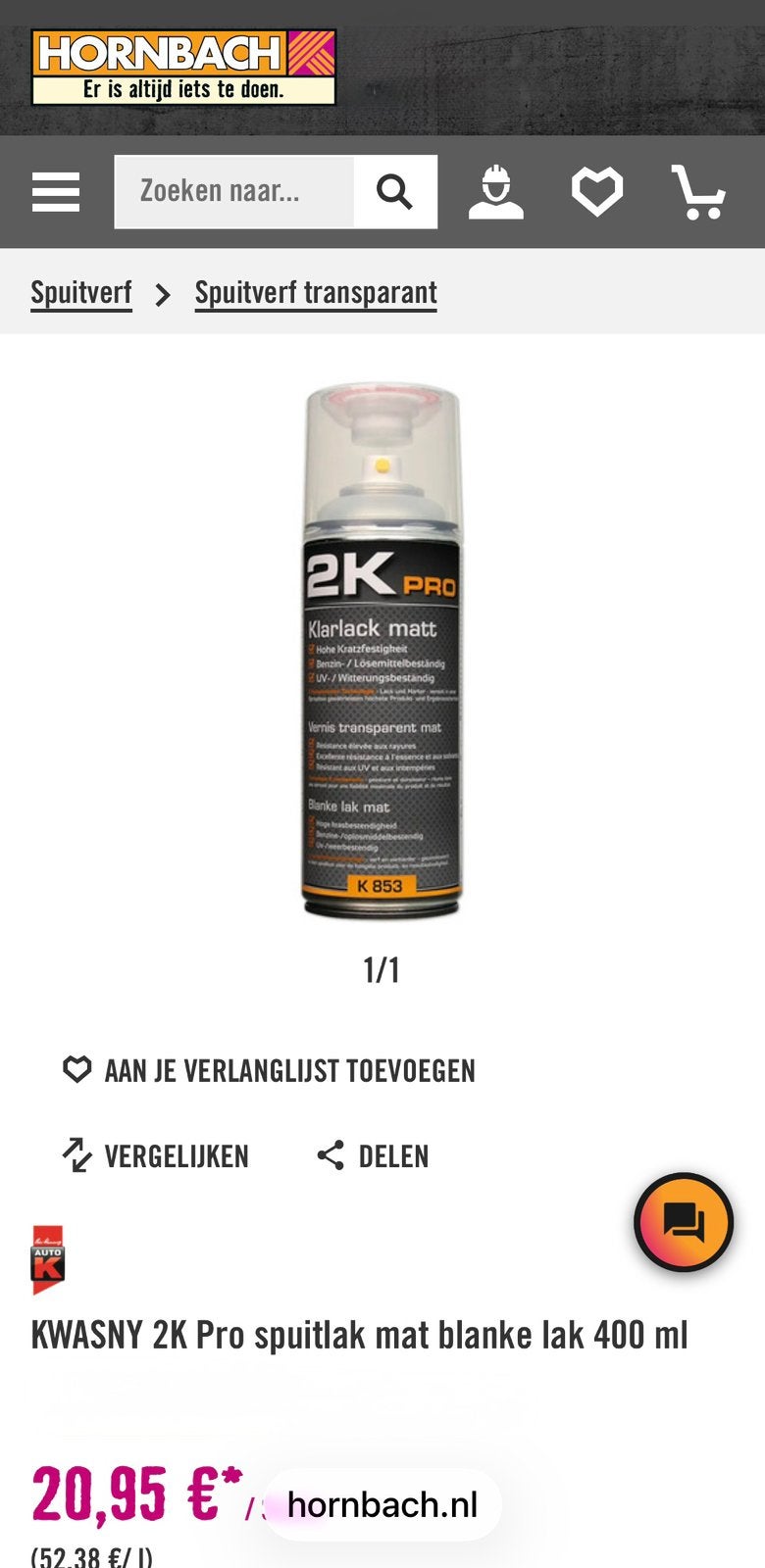 2K Pro Spuitverf transparant blank mat, Ophalen of Verzenden, Zo goed als nieuw, Wit