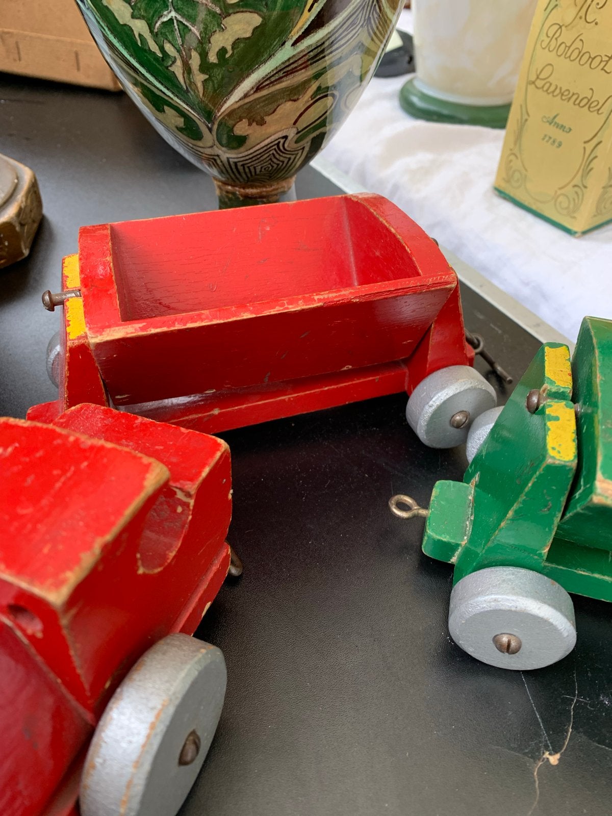 Vintage Ado houten trein met wagonnetjes, Kinderen en Baby's, Speelgoed | Houten speelgoed, Gebruikt, T, Ophalen of Verzenden