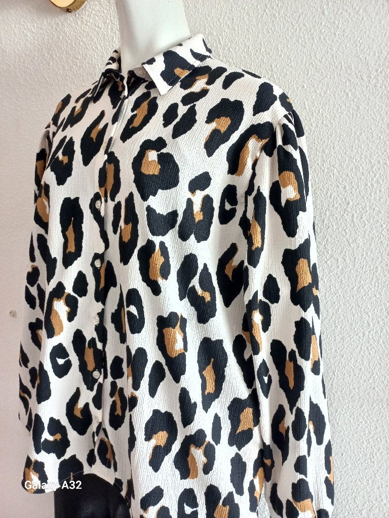 Norah blouse met luipaardprint, maat 48, Meerkleurig, Blouse of Tuniek, Ophalen of Verzenden, Zo goed als nieuw